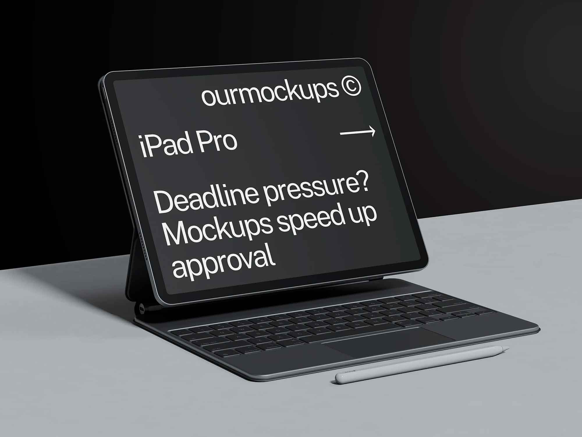 Sleek iPad Pro Mockup with Keyboard 2