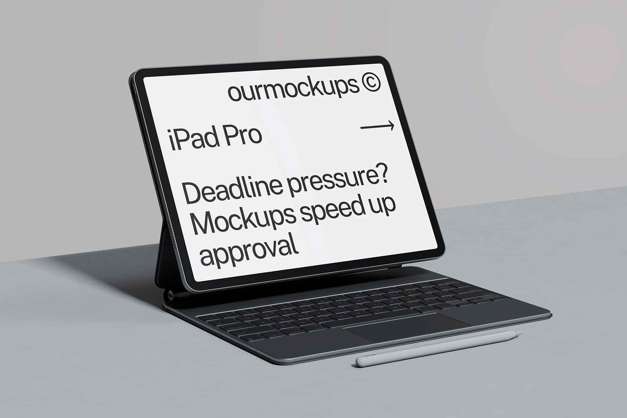 Sleek iPad Pro Mockup with Keyboard