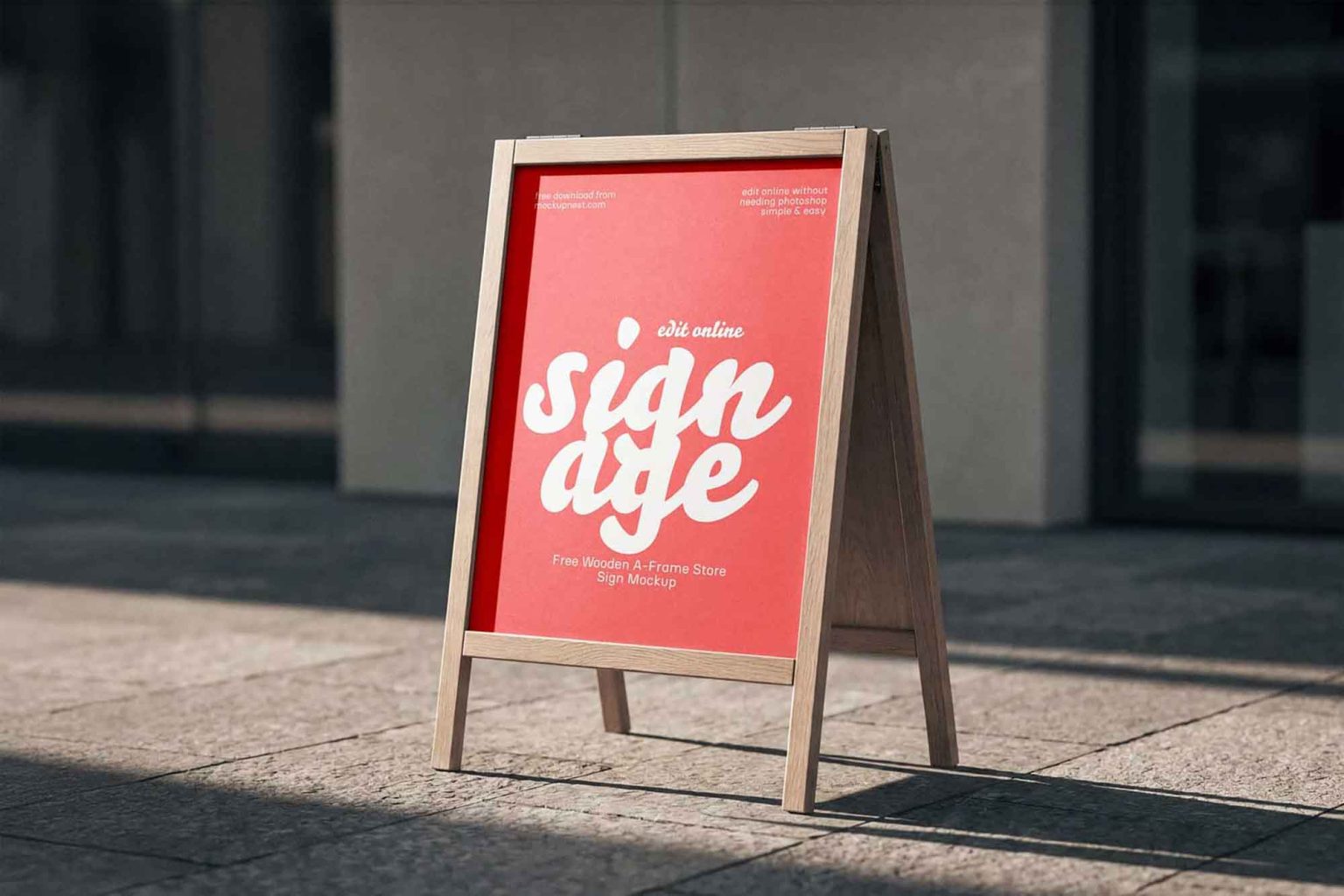 Outdoor Wooden A-Frame Store Sign Mockup